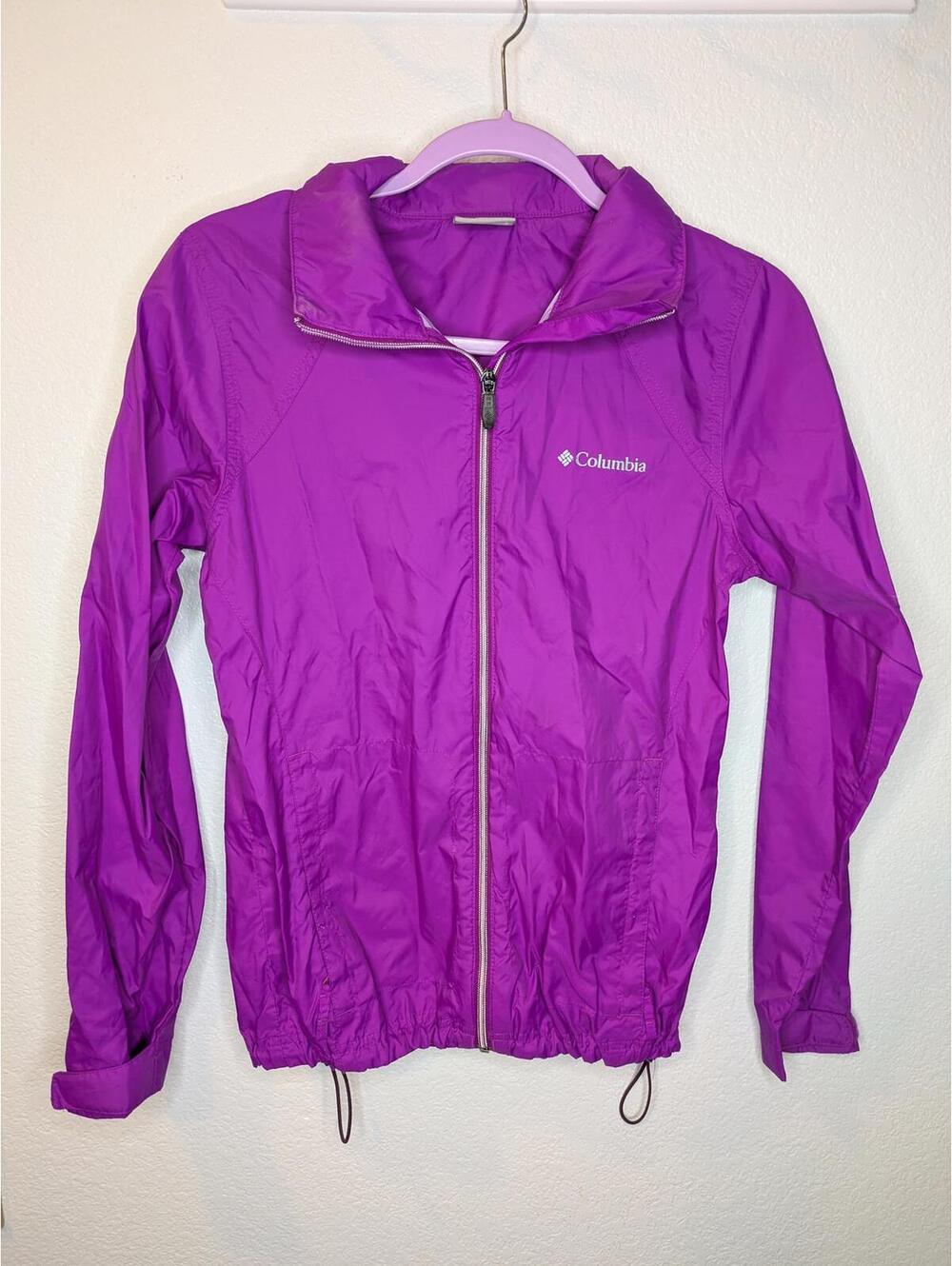 Columbia Sportswear Women's Rain Jacket Small Purple Stow Away Hood